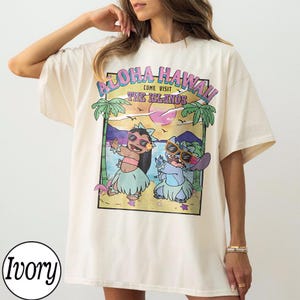 Shirt Aloha Hawaii Lilo and Stitch, Come Visit The Islands-T-shirt, retro Disney-vakantietop, vintage strandzomercadeau, Ohana-T-shirt familie-uitje afbeelding 3