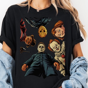 Halloween Horror Characters Coquette Shirt, Retro Halloween Shirt, Halloween Killers Shirt, Horror Characters, Scary Movie, Scary Halloween