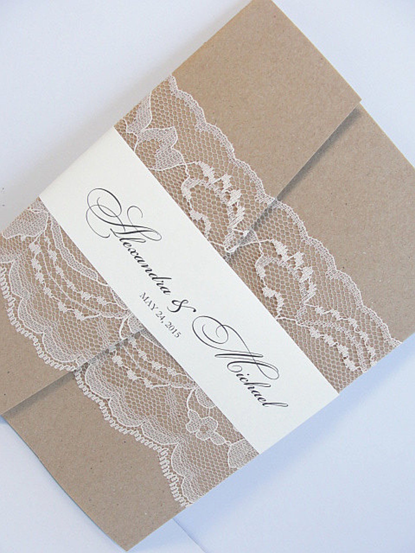 Lace Wedding Invitation Lace Wedding Invite AMY RUSTIC Etsy