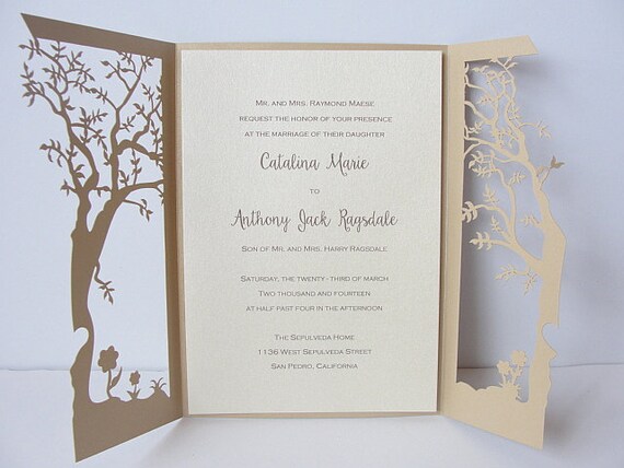 Fall Wedding Invitation Laser Cut Tree Wedding Invitation Etsy