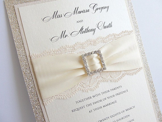 Glitter Invite Wedding Invitation Elegant Wedding | Etsy