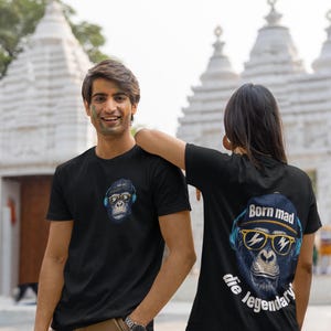Funny Monkey Shirt - Cool Gorilla Graphic Tee - Streetwear Beanie Headphone Top for Men Women