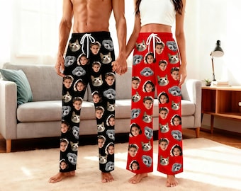 Custom Photo Pajama Pants, Personalized Face Gift,Gifts for Mom,Fathers Day Gift