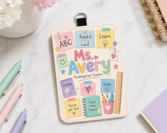 Portatarjetas personalizado para profesores, portatarjetas de identificación con nombre personalizado para Sra., Sra. y Srta., regalo de regreso a clases, cordón para el aula