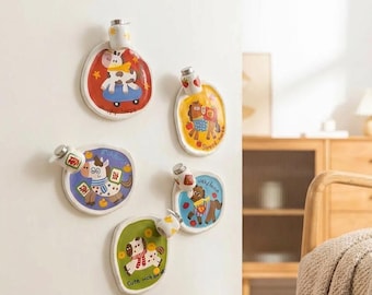 Lámpara de arcilla hecha a mano con imán, decoración de animales para nevera, luz nocturna con forma de cachorro y caballo, regalo único para amantes de las mascotas, accesorio estético para la cocina.