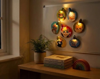 Imanes de gato con luz LED para refrigerador / Imanes de gatito brillantes hechos a mano / Linda luz nocturna de gato para decoración de cocina / Regalo para amantes de las mascotas