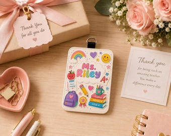 Portatarjetas personalizado para profesores, portatarjetas de identificación con nombre personalizado para Sra., Sra. y Srta., regalo de regreso a clases, cordón para el aula