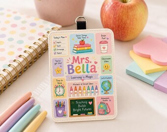 Portatarjetas personalizado para profesores, portatarjetas de identificación con nombre personalizado para Sra., Sra. y Srta., regalo de regreso a clases, cordón para el aula