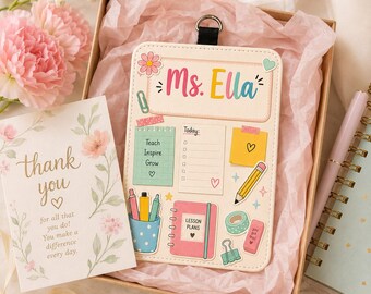 Portatarjetas personalizado para profesores, portatarjetas de identificación con nombre personalizado para Sra., Sra. y Srta., regalo de regreso a clases, cordón para el aula