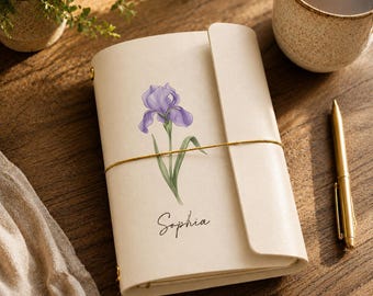 Personalized Traveler's Notebook, Custom Name Leather Journal, Refillable Trifold Notebook Cover, A5 A6 A7 TN Gift for Her