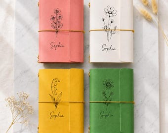 Funda de cuero tríptico personalizada para cuaderno de viaje, recargable con nombre personalizado, tamaños A5, B6, A6, A7 y TN.
