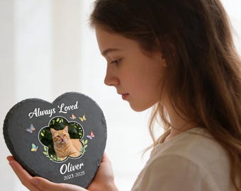 Pizarra conmemorativa personalizada para mascotas con forma de corazón, marcador de tumba con foto de perro y gato, placa de lápida personalizada para jardín