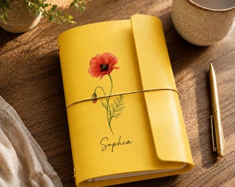 Personalized Traveler's Notebook, Custom Name Leather Journal, Refillable Trifold Notebook Cover, A5 A6 A7 TN Gift for Her