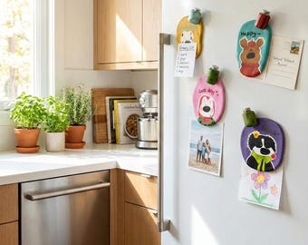 Lámpara de arcilla hecha a mano con imán, decoración de animales para nevera, luz nocturna con forma de cachorro y caballo, regalo único para amantes de las mascotas, accesorio estético para la cocina.