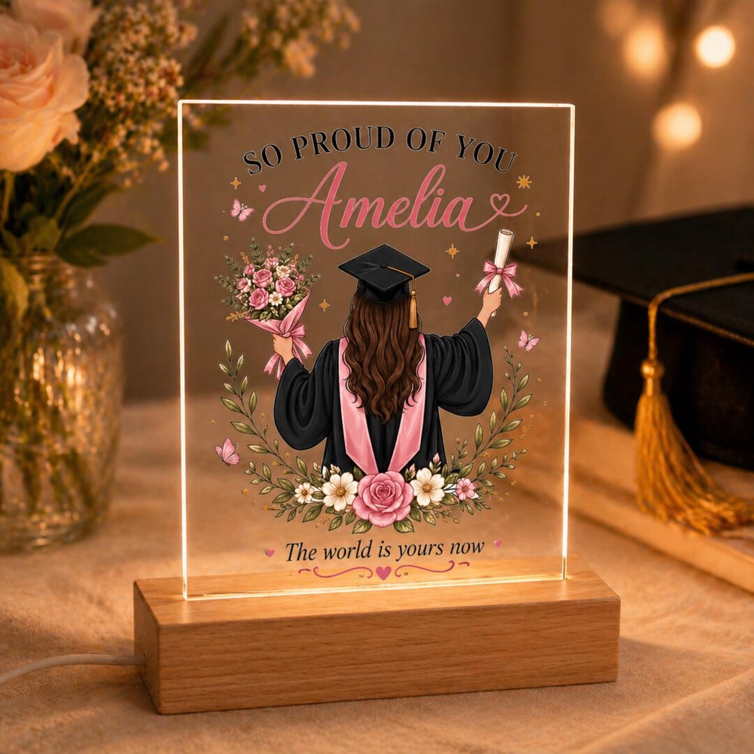 Personalized Graduation Lamp, Custom Name Acrylic LED Night Light ...