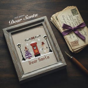 Download PDF cross stitch Pattern Dear Santa| Primitive |Instant | Christmas decor