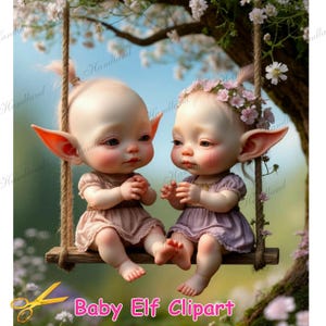 Whimsical Baby Elf Clipart Bundle | 25 PNG Images with Transparent Background | Fantasy Forest Elves | High-Res 300 DPI | Commercial Use