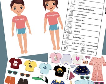 ʻŌlelo Hawaiʻi Paper Doll Set – Nā Lole (Clothing)