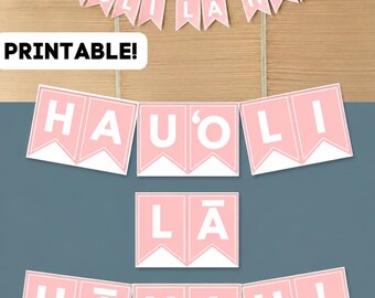 Pink Hau‘oli Lā Hānau- Happy Birthday Banner Hawaiian- Digital Product