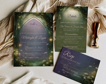 Whimsical Wedding Bundle | Wedding Invitation Template, Save the Date Template, Invitation Suite, Wedding Invite Bundle, Canva Template