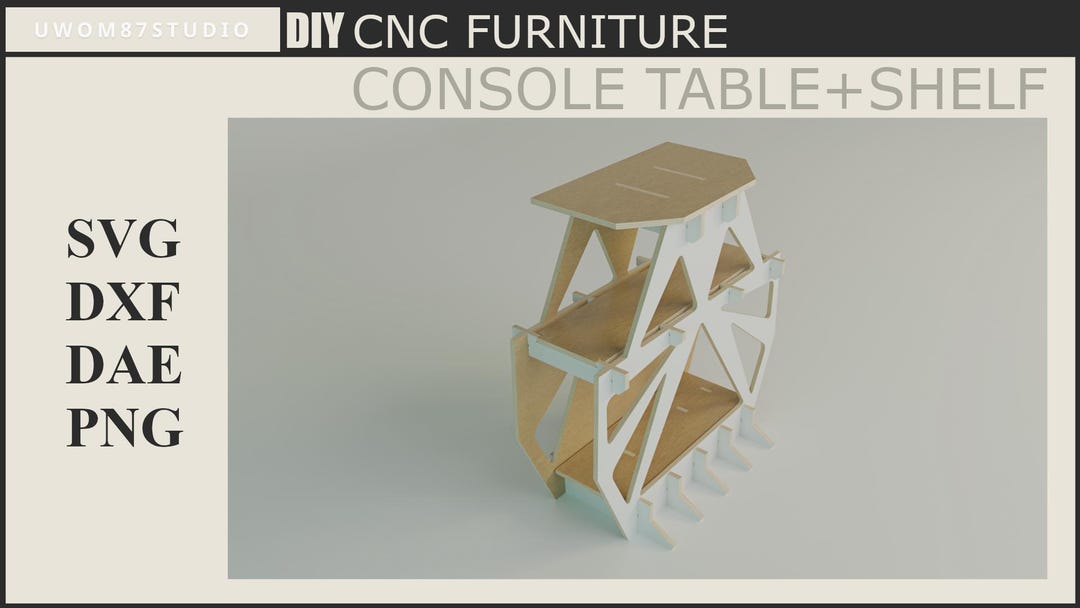 Fresh Look at Cnc Plywood Console Table Plan Modern Entryway Shelf Digital Download