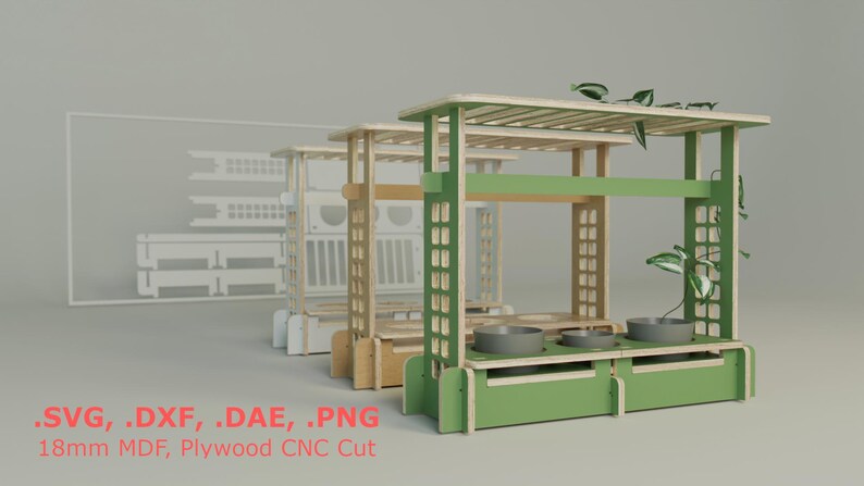 Indoor CNC Mini Plant Shelf - Mini Pergola DXF File – Flat Pack ...