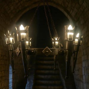 Forged Lamp Castle Medieval Style Lighting Wrought Iron Chandelier for Lights Unique Fantasy Home Gift Gothic Chandelier Metal Decor