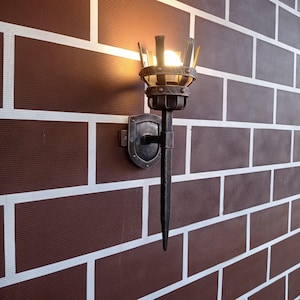 Forged Lamp Rustic Wall Torch Hand Forged Wrought Sconce Medieval Lantern Pendant Light Hanging Lamp Wall Lighting Housewarming Gift Dad