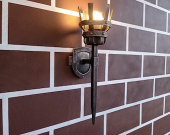 Medieval Lights Rustic Wall Torch Hand Forged Wrought Sconce Medieval Lantern Pendant Light Hanging Lamp Wall Lighting Housewarming Gift Dad
