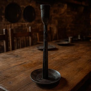 Metal Candlestick Holder Rustic Forged Iron Style for Dining Table Forged Iron Candle Holder Fantasy Home Gift Gothic Candle Stand