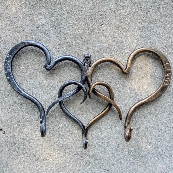 Forged Hook Romantic Wall Decor Wall Hook Personalized Forged Heart Rustic Entryway Decor Personalized Gift Key Holder Heart Decor