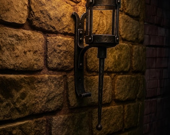 Metal Candlestick Wall Torch Medieval Iron Holder Rustic Gothic Decor Handmade Gift for Fantasy Home Witcher Room Decor Candlestick Iron