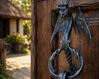 Dragon Head Door Knocker Fantasy Home Decor Hand Forged Dragon Door Handle Wrought Iron Metal Decor