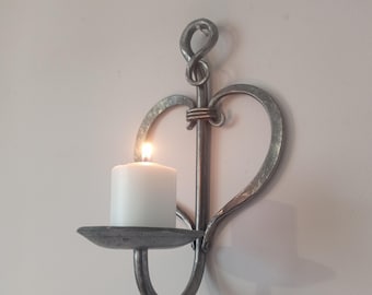 6th Anniversary Gift Forged Wall Candle Holder Heart Design Handcrafted Metal Sconce Romantic Wall Decor Iron Anniversary Gifts for Her