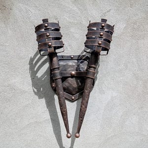 Forged Lamp Wrought Iron Castle Decor Rustic Hand Unique Metal Light Outdoor Torch Medieval Sconce Wall Lantern Lamp Decorative Lighting