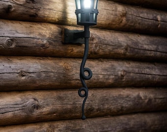 Medieval Lights Viking Garden Decor Forged Iron Wall Lamp Rustic Outdoor Lighting Medieval Torch Gift for Fantasy Lover Gothic Lighting