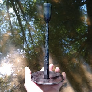 Metal Candlestick Light Castle Decor Rustic Vintage Style Forged Iron Hand Forged Decor Rustic  Candlestick Iron Candle Anniversary Gift