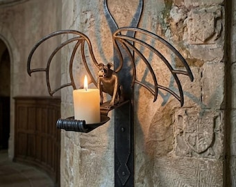 Gothic Candle Wall Sconces Iron Candle Rustic Sconce Gargoyle Wall Light Medieval Dragon Design Gothic Home Decor Hand