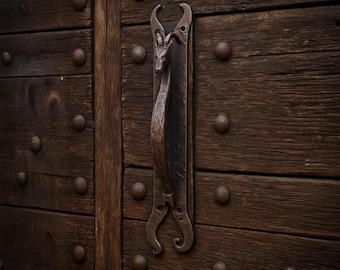 Forged Handles Dragon Medieval Iron Pull Rustic Door Hardware Handmade Viking Style Drawer Handle Fantasy Home Gift Castle Door Decor