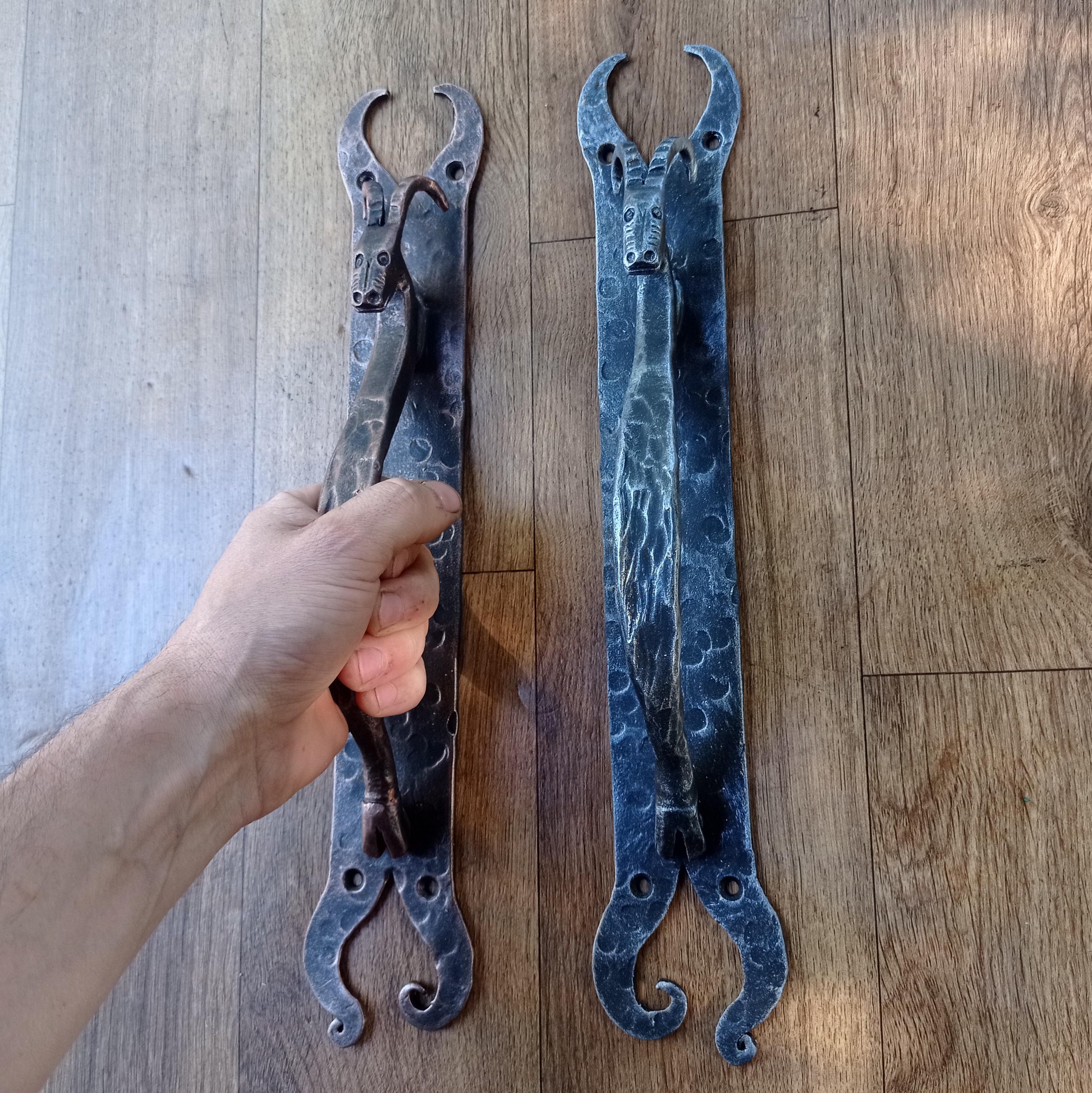 Forged Handles Dragon Medieval Iron Pull Rustic Door Hardware