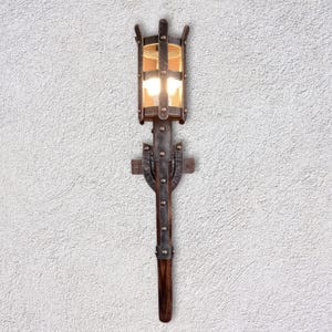 Forged Lamp Medieval Sconce Wrought Iron Gift Pendant Light Hand Forged Lamp Farmhouse Decor Hanging Light Medieval Castle Decor Outdoor