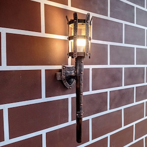 Forged Lamp Wall Hand Forged Wrought Iron Forged Lamp Hanging Light Pendant Light Castle Decor Wall Lighting Farmhouse Gift For Dad