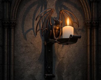 Iron Candle Sconce Gothic Gargoyle Candle Holder Wall Decor for Fantasy Room Decor Gift for Dark Aesthetic Lovers Home Decor