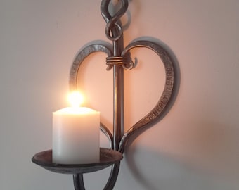Metal Decor Wall Sconce with Heart for Candlelight Decor Gift for Romantic Home Rustic Iron Candle Holder Handmade Romantic Lighting