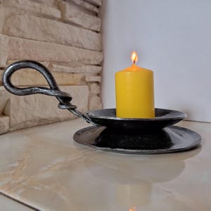 Metal Candlestick Holder with Handle Rustic Iron Tray for Candle Jewelry Candle Tray Metal Halloween Centerpiece Candle Lover Gift