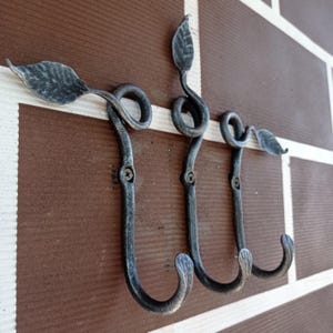 Iron Hook Wrought Iron Decorative Hanger Wall Mounted Hanger Hand Forged Medieval Hanger Home Decor Garage Decor Garden Decor Wall Accent