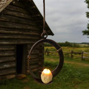 Iron Candle Sconce Outdoor Hand Forged Rustic Candle Holder with Hanging Ring Medieval Style Home Decor Metal Decor Romantic Gothic Gift
