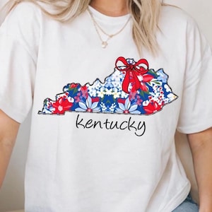 Floral Coquette Kentucky Png, State Png, Kentucky Brushstroke Png, Girly State Shirt Design, Kentucky Coquette Bow Png, Trendy Kentucky Png