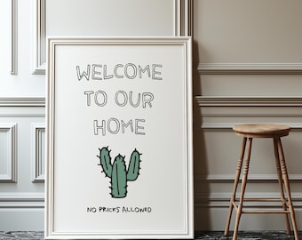 Anpassbare Willkommen, keine Stiche erlaubt | Kunstdruck Poster Nur | Lustige Flur Kunst | Lustiges Willkommen Wand Dekor | Eingang Weg Druck
