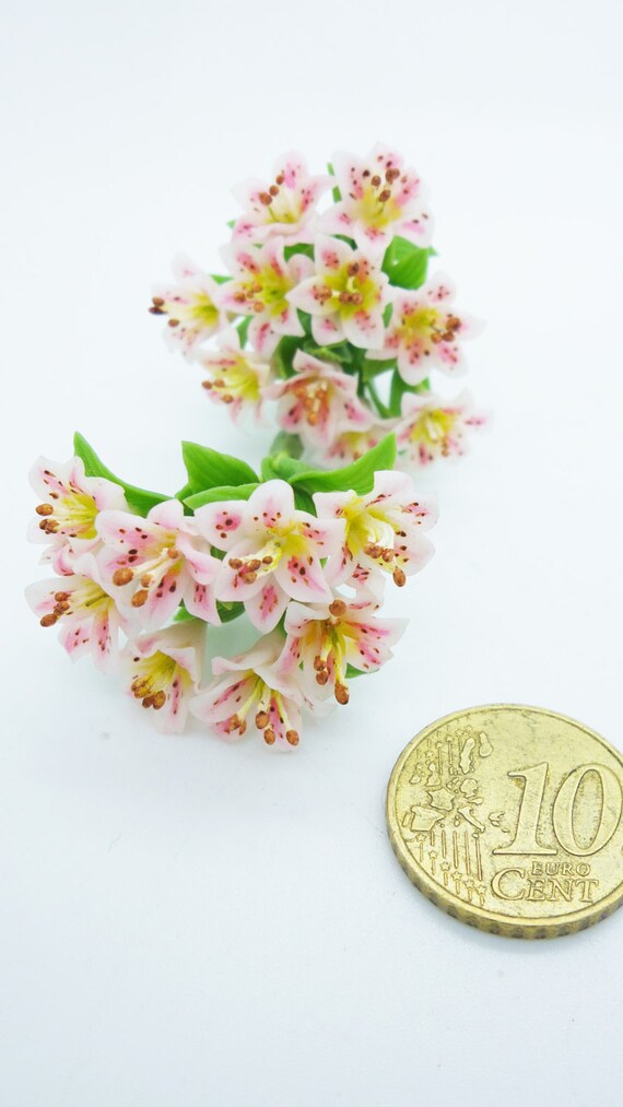 Poinsettia Bush Dollhouse Miniature Flower clay handmade Garden Decor Collect
